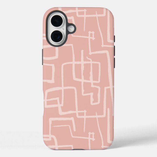 Line Maze Lmon Pink iPhone 16 Plus Hülle (Rückseite)