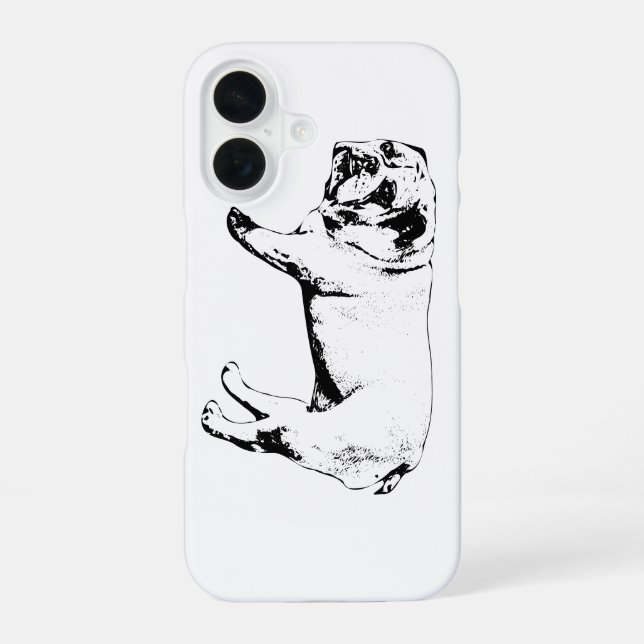 Line Study Bulldog Case iPhone 16 Hülle (Rückseite)