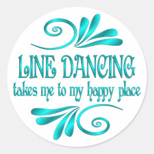 Line Tancing Happy Place Runder Aufkleber