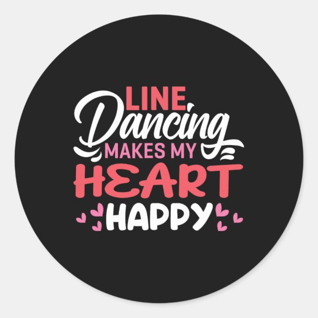 Line Tanzen macht mein Herz zu einer glücklichen,  Runder Aufkleber (Vorderseite)