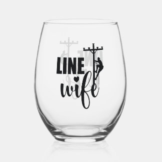 Line Wife Electric Worker Lineman Weinglas Ohne Stiel
