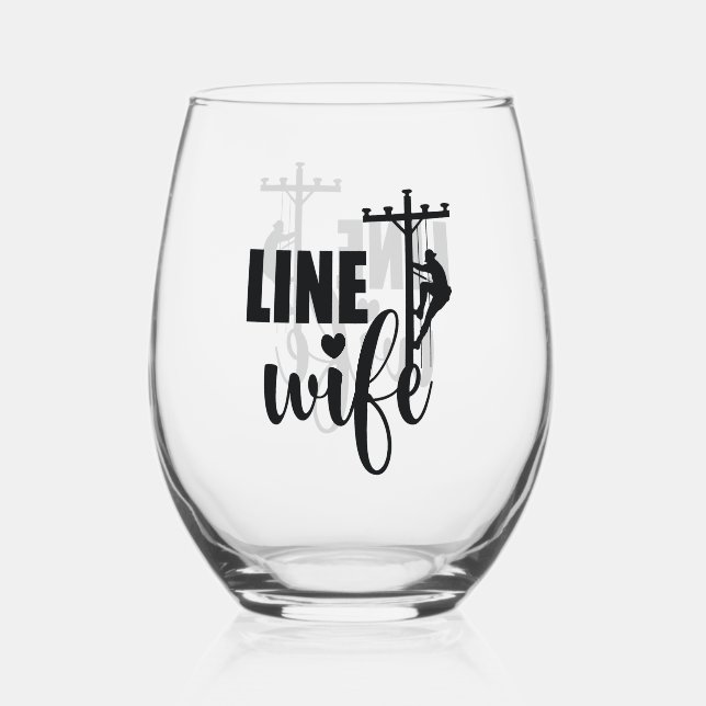 Line Wife Electric Worker Lineman Weinglas Ohne Stiel (Vorderseite)
