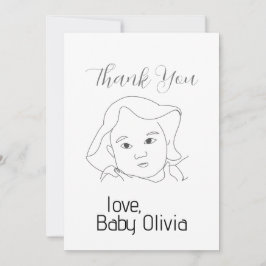 Line Zeichn Baby's Face DANK YOU Card Dankeskarte