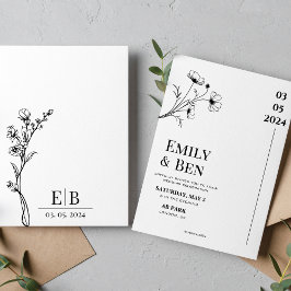Line zeichnend Blume minimalistische Hochzeit Einladung