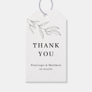 Line Zeichnend Foliage Leaf Vielen Dank Tag Geschenkanhänger