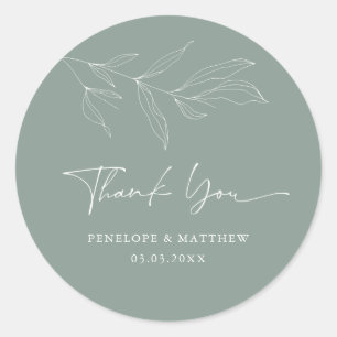 Line Zeichnend Foliage Seite Vielen Dank Sticker