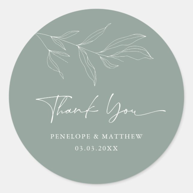Line Zeichnend Foliage Seite Vielen Dank Sticker (Vorderseite)