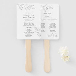 Line Zeichnend Foliage Zeremonie Programm Hand Fan Fächer