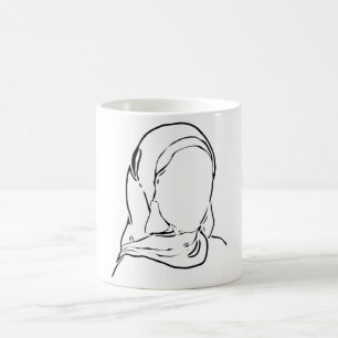 Line Zeichnend muslimische Mädchen Hijab Arabisch Kaffeetasse