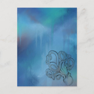 Line Zeichnend Realismus Octopus Postkarte