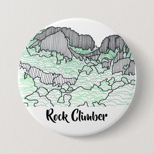Line Zeichnend Rocks Mountains Rock Climber Button (Vorderseite)