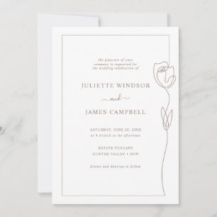 Line Zeichnend Rose Blume Hochzeit Einladung