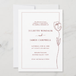 Line Zeichnend Rose Blume Hochzeit Einladung