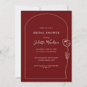 Line Zeichnend Rose Bridal Dusche Einladung
