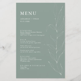 Line Zeichnend Sage Foliage Menu Card