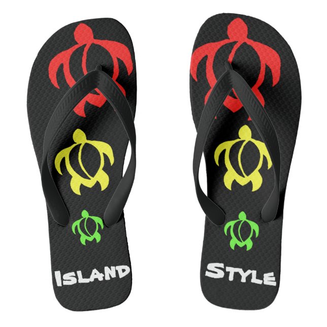 LineA Island Style Rasta Honu Flip Flops (Fußbett)