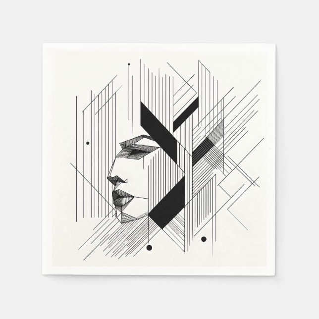 Linear Abstract Portrait Serviette (Vorderseite)