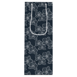 Linear Orchid | Botanical Floral Charcoal Geschenktüte Für Weinflaschen