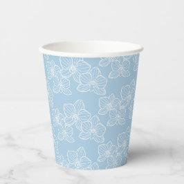 Linear Orchid | Botanical Floral Party Blue Pappbecher
