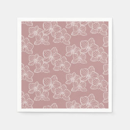 Linear Orchid | Chic Botanical Floral Dusty Pink Serviette
