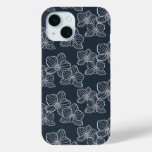Linear Orchid | Elegant Botanical Dark Navy