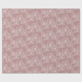 Linear Orchid | Elegant Floral Dusty Pink Geschenkpapier