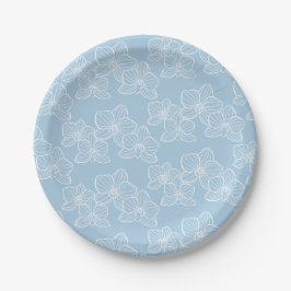 Linear Orchid | Elegant Floral Party & Event Blue Pappteller