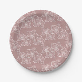 Linear Orchid | Elegant Floral Party & Event Pink Pappteller