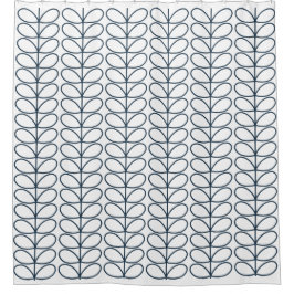 Linear Whale Blue Stem Pattern - Modernes Retro Duschvorhang