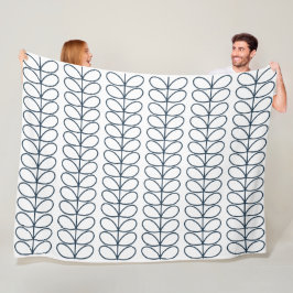 Linear Whale Blue Stem Pattern - Modernes Retro Fleecedecke