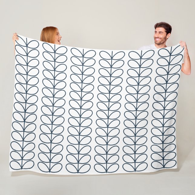 Linear Whale Blue Stem Pattern - Modernes Retro Fleecedecke (Beispiel)