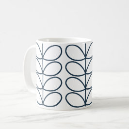Linear Whale Blue Stem Pattern - Modernes Retro Kaffeetasse