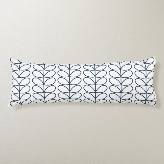 Linear Whale Blue Stem Pattern - Modernes Retro Seitenschläferkissen (Vorderseite)