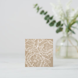 Lineare Blume auf Kraftpapier Quadratische Visitenkarte