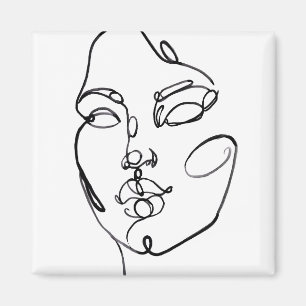 Lineare Gedanken - Gesicht Magnet