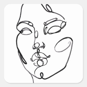 Lineare Gedanken - Gesicht Quadratischer Aufkleber