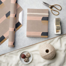 Lineare geometrische Abstrakte Mondlinie Moderne B Geschenkpapier