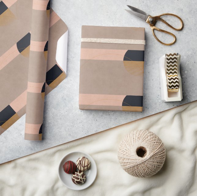 Lineare geometrische Abstrakte Mondlinie Moderne B Geschenkpapier (Kunsthandwerk)