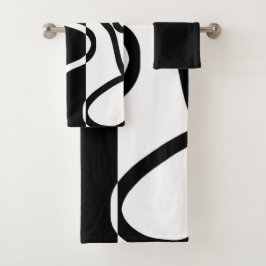 Lineare Überzeugung I: Abstrakt Schwarz & Weiß Badhandtuch Set