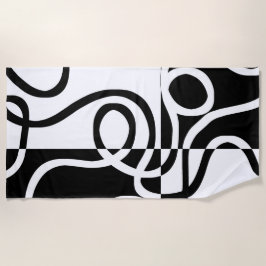 Lineare Überzeugung II: Abstrakt Schwarz und Weiß Strandtuch