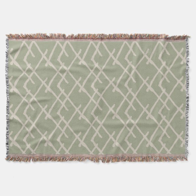 Linearer Webstoff Warm Beige & Moos Decke (Vorderseite)