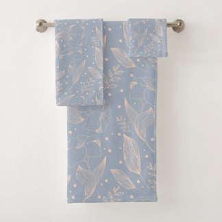 Lineares Blumenmuster Darstellung mit Blume Badhandtuch Set