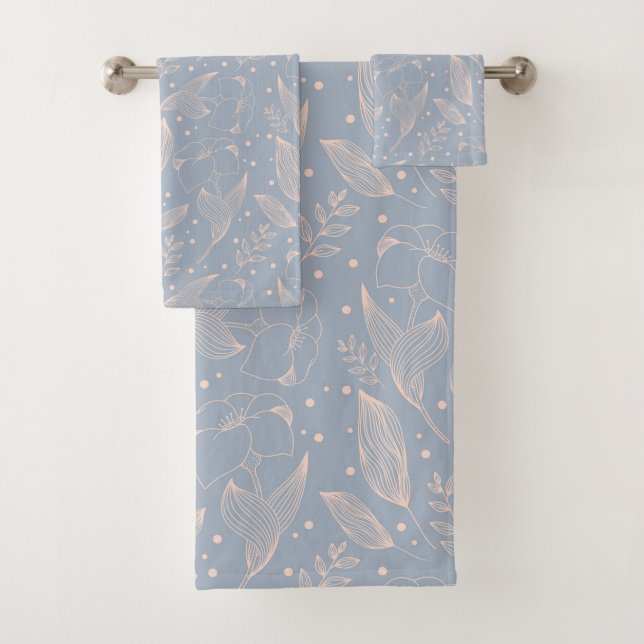 Lineares Blumenmuster Darstellung mit Blume Badhandtuch Set (Insitu)