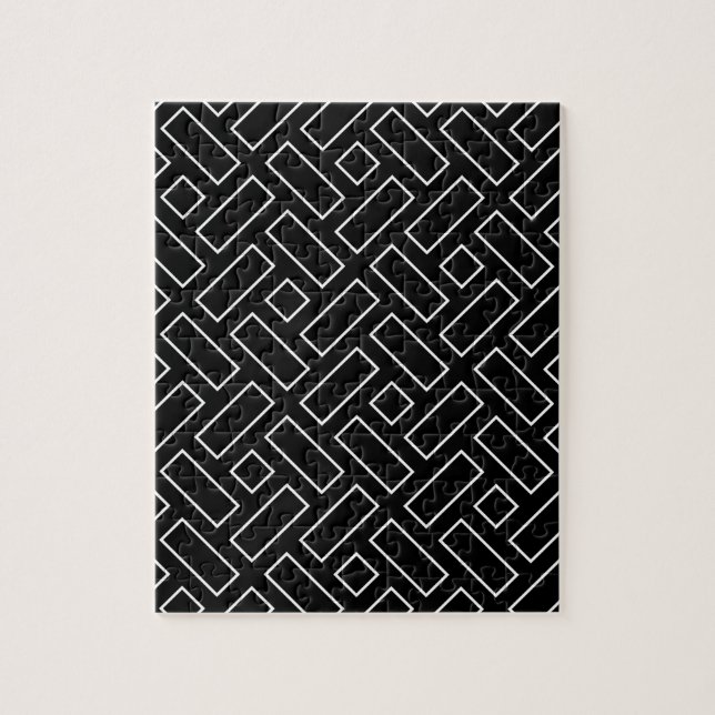 Lineares Schwarz-Weiß-Blockmuster - Schwarz (Vertikal)