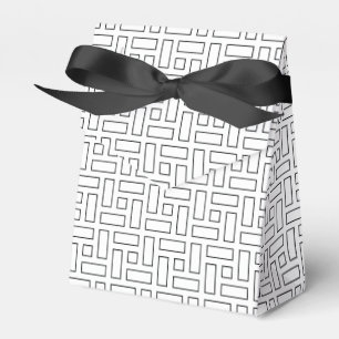 Lineares Schwarz-Weiß-Blockmuster - Weiß Geschenkschachtel