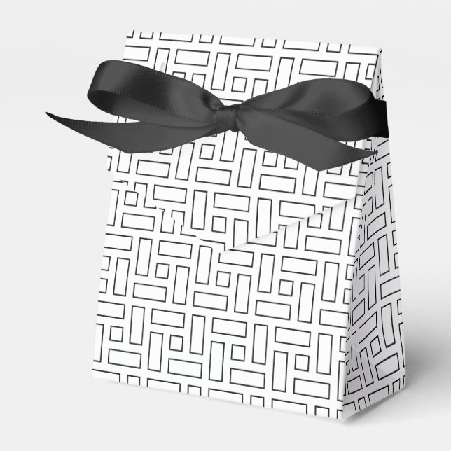 Lineares Schwarz-Weiß-Blockmuster - Weiß Geschenkschachtel (Vorderseite)