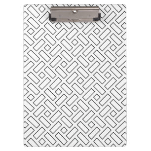 Lineares Schwarz-Weiß-Blockmuster - Weiß Klemmbrett