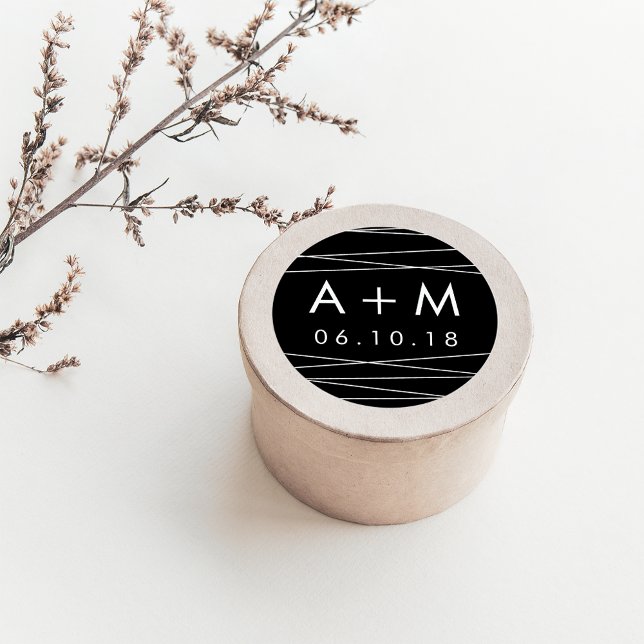 Linearschwarz-weiße Aufkleber für die Hochzeitsmon (Von Creator hochgeladen)