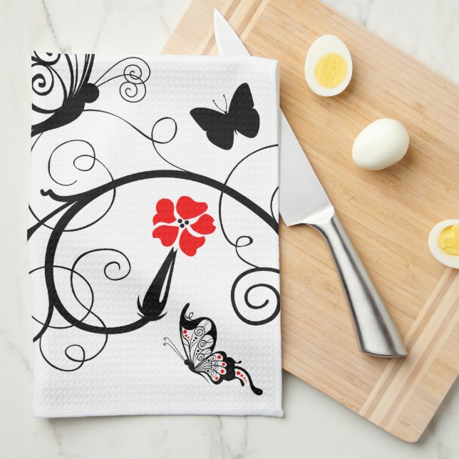 Lineart Butterflies American MoJo Kitchen Handtuch (Viertel Falte)