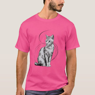 Lineart Cat zeichnend als weißer Motiv T-Shirt